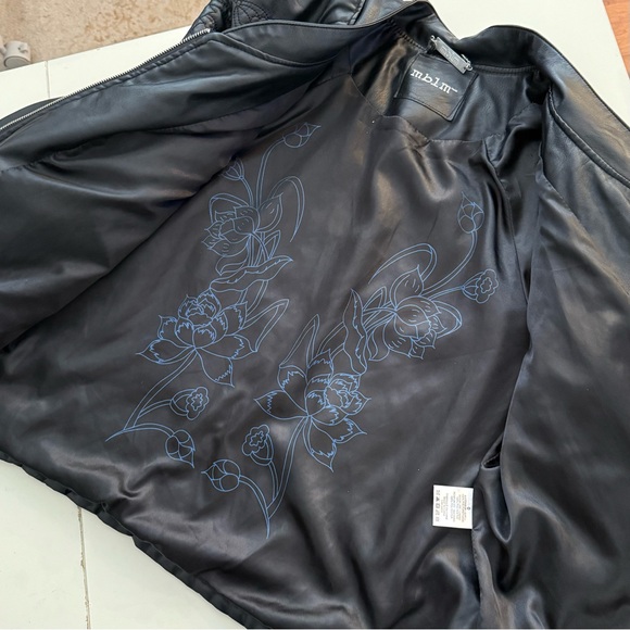 Whimsigoth Biker Moto Chic Faux Leather Jacket Floral Embroidered Edgy Rocker - Picture 7 of 7